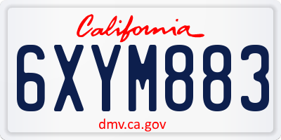 CA license plate 6XYM883