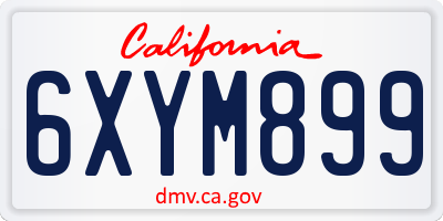 CA license plate 6XYM899