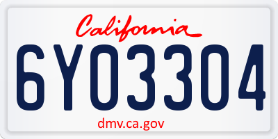 CA license plate 6Y03304