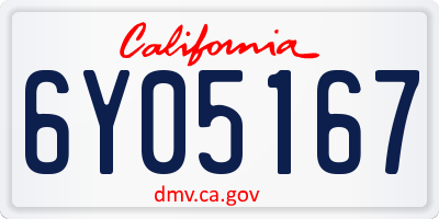 CA license plate 6Y05167