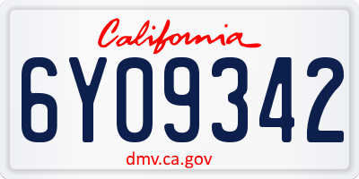 CA license plate 6Y09342