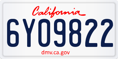 CA license plate 6Y09822