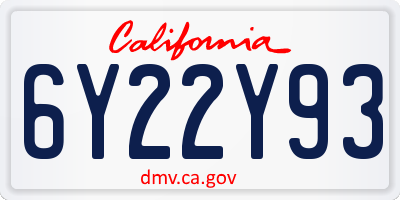 CA license plate 6Y22Y93