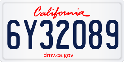 CA license plate 6Y32089