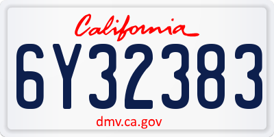 CA license plate 6Y32383