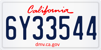 CA license plate 6Y33544