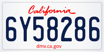 CA license plate 6Y58286