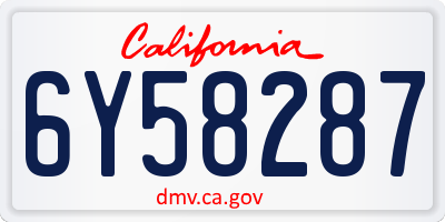 CA license plate 6Y58287