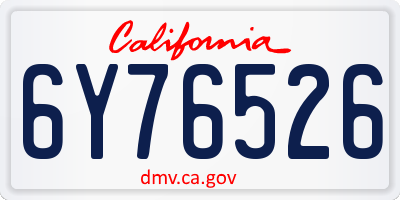 CA license plate 6Y76526