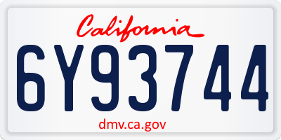 CA license plate 6Y93744