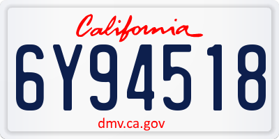 CA license plate 6Y94518