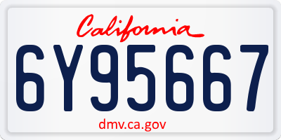 CA license plate 6Y95667