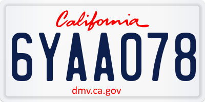 CA license plate 6YAA078