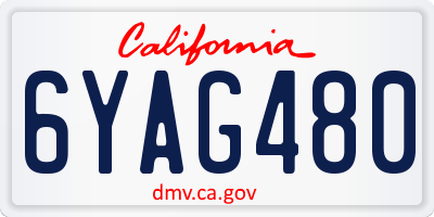 CA license plate 6YAG480