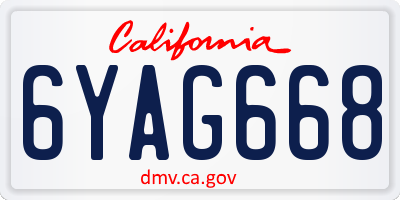 CA license plate 6YAG668