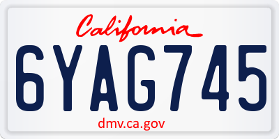 CA license plate 6YAG745