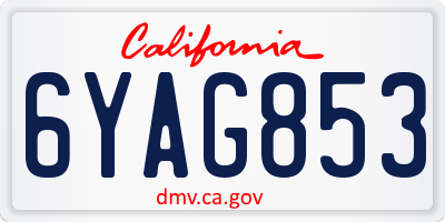 CA license plate 6YAG853