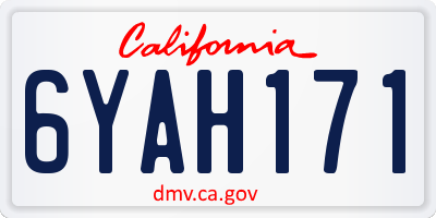 CA license plate 6YAH171