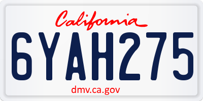 CA license plate 6YAH275