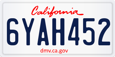 CA license plate 6YAH452