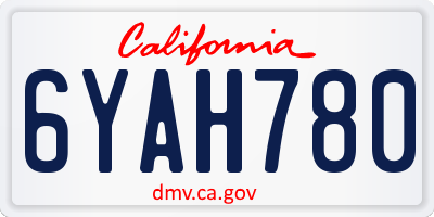 CA license plate 6YAH780