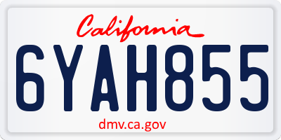 CA license plate 6YAH855