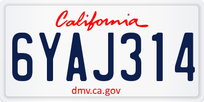 CA license plate 6YAJ314
