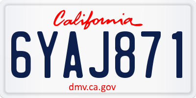 CA license plate 6YAJ871