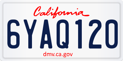 CA license plate 6YAQ120