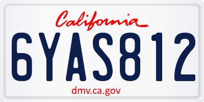 CA license plate 6YAS812