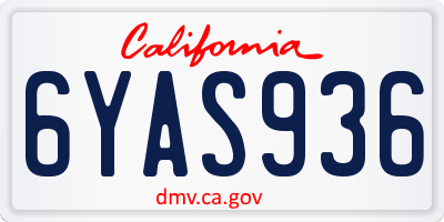 CA license plate 6YAS936
