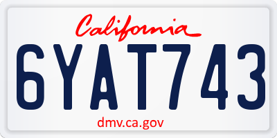 CA license plate 6YAT743