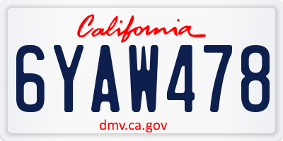 CA license plate 6YAW478