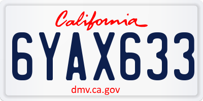 CA license plate 6YAX633