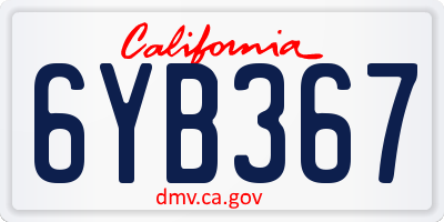 CA license plate 6YB367