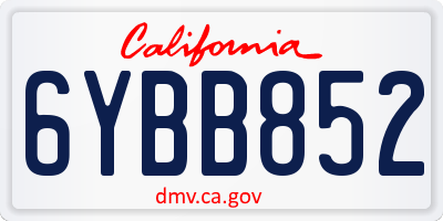 CA license plate 6YBB852