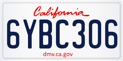 CA license plate 6YBC306