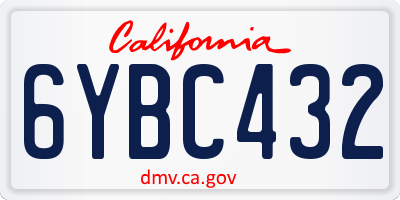 CA license plate 6YBC432