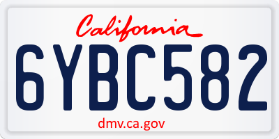 CA license plate 6YBC582