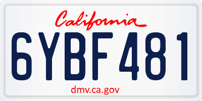 CA license plate 6YBF481