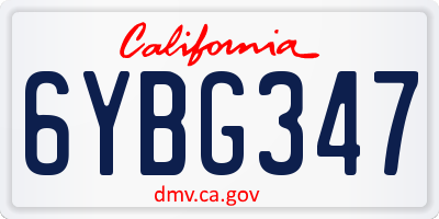 CA license plate 6YBG347