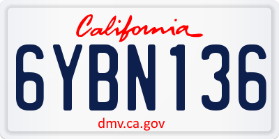 CA license plate 6YBN136
