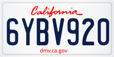 CA license plate 6YBV920