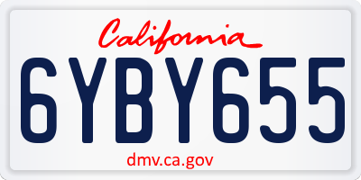 CA license plate 6YBY655