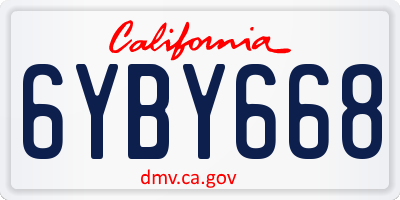 CA license plate 6YBY668