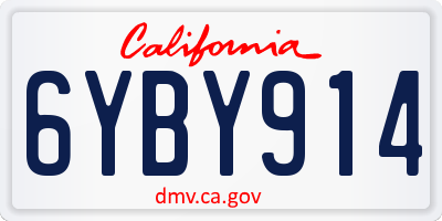 CA license plate 6YBY914