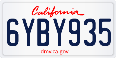 CA license plate 6YBY935
