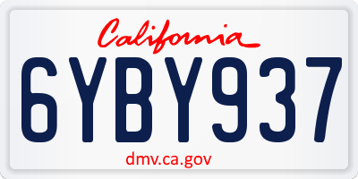 CA license plate 6YBY937