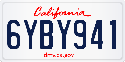 CA license plate 6YBY941