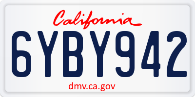 CA license plate 6YBY942
